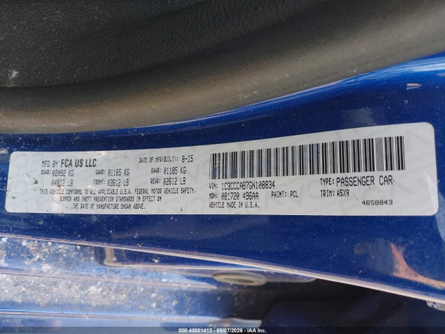 Продажа на аукционе авто 2016 Chrysler 200 Limited, vin: 1C3CCCAB7GN108834, номер лота: 45001413