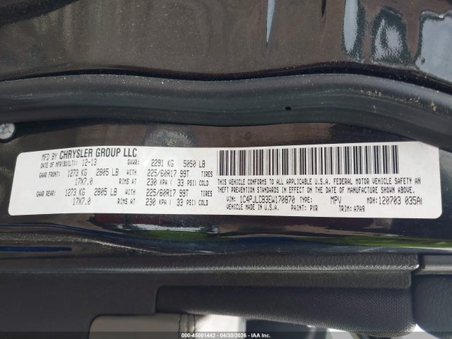 2014 Jeep Cherokee Latitude მანქანა იყიდება აუქციონზე, vin: 1C4PJLCB3EW170870, აუქციონის ნომერი: 45001442
