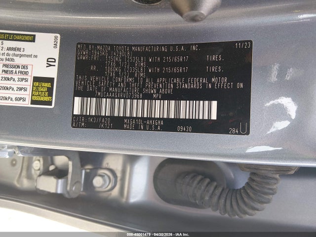 Aukcja sprzedaży 2024 Toyota Corolla Cross Le, vin: 7MUCAAAGXRV073968, numer aukcji: 45001479