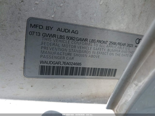 45001484 :رقم المزاد ، WAUDGAFL7EA024685 vin ، 2014 Audi S4 3.0t Premium Plus مزاد بيع