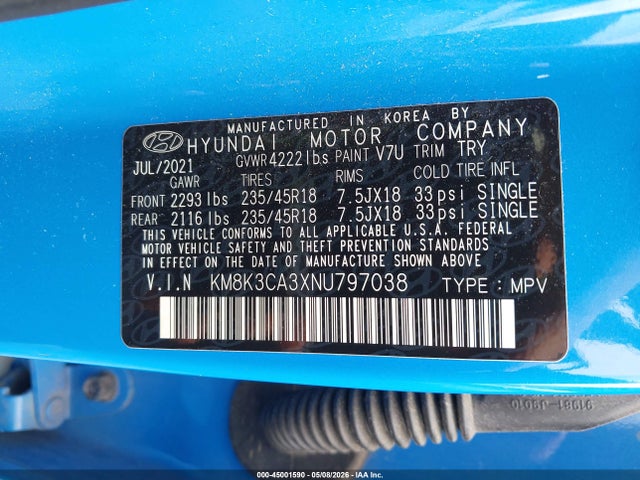 Продаж на аукціоні авто 2022 Hyundai Kona N Line, vin: KM8K3CA3XNU797038, номер лоту: 45001590