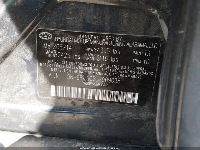 5NPEB4AC7EH909038 Hyundai SONATA GLS