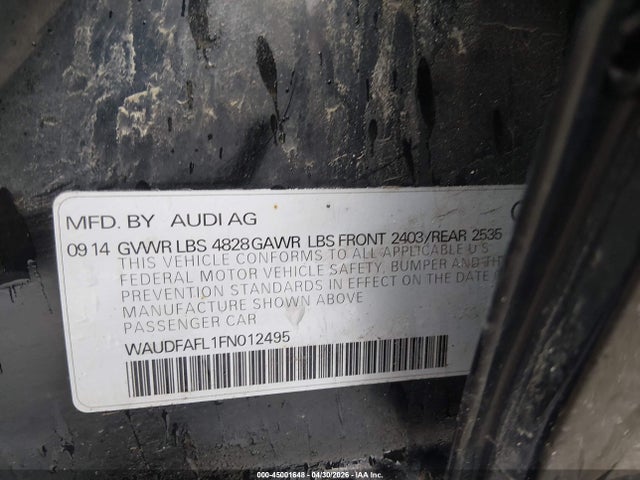 Продаж на аукціоні авто 2015 Audi A4 2.0t Premium, vin: WAUDFAFL1FN012495, номер лоту: 45001648