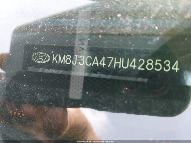 45001681 :رقم المزاد ، KM8J3CA47HU428534 vin ، 2017 Hyundai Tucson Se Plus مزاد بيع