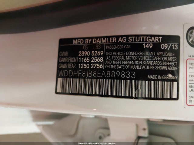 Aukcja sprzedaży 2014 Mercedes-benz E 350 4matic, vin: WDDHF8JB8EA889833, numer aukcji: 45001699