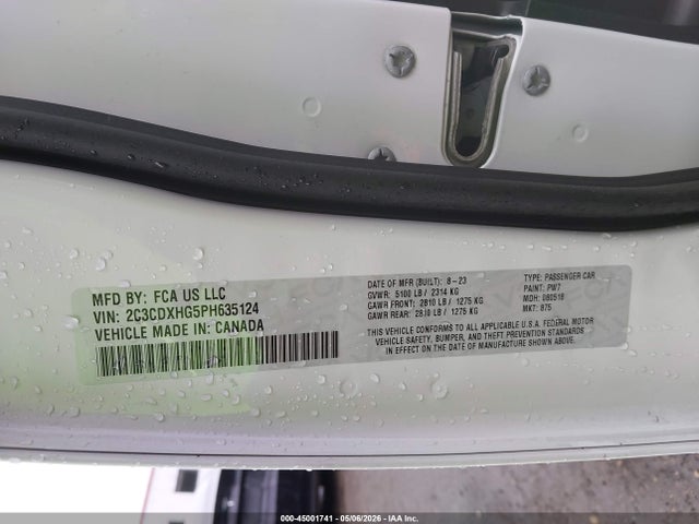 45001741 :رقم المزاد ، 2C3CDXHG5PH635124 vin ، 2023 Dodge Charger Gt مزاد بيع