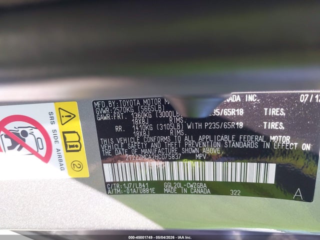 Aukcja sprzedaży 2017 Lexus Rx 350, vin: 2T2ZZMCA2HC075837, numer aukcji: 45001749
