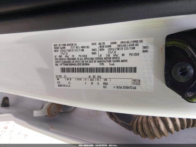 Aukcja sprzedaży 2020 Ford F-350 Xl, vin: 1FT8W3BN0LEE38584, numer aukcji: 45001860