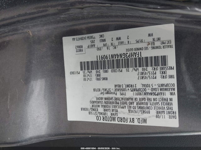 Aukcja sprzedaży 2010 Ford Focus Ses, vin: 1FAHP3GN4AW190911, numer aukcji: 45001894