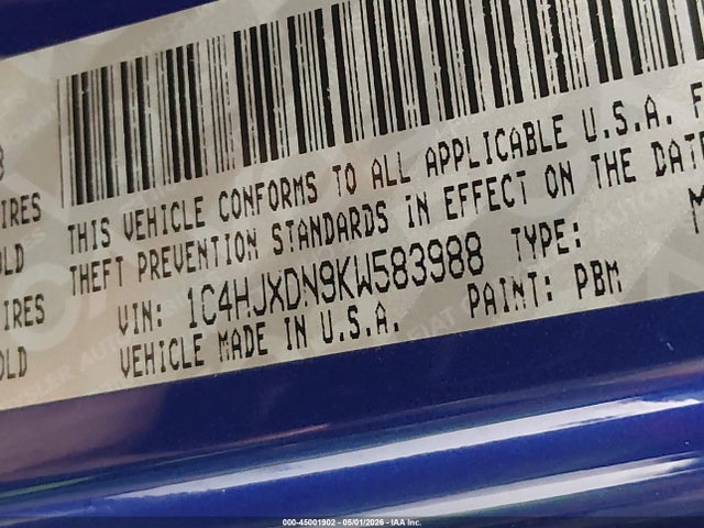 1C4HJXDN9KW583988 Jeep Wrangler Unlimited Sport S 4x4