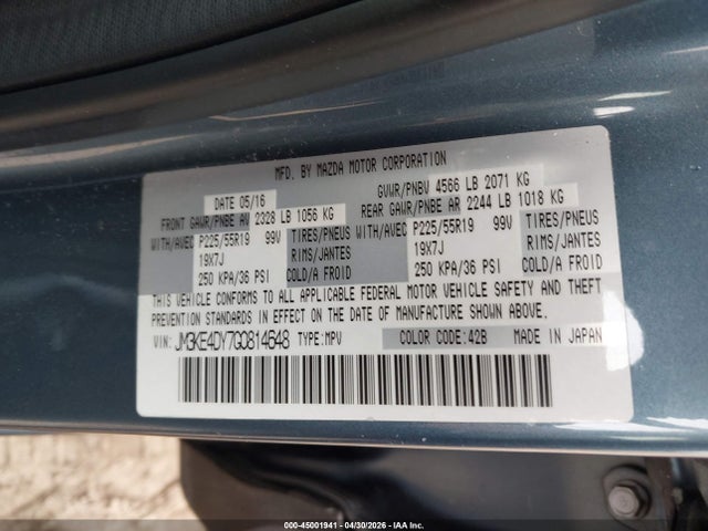 Aukcja sprzedaży 2016 Mazda Cx-5 Grand Touring, vin: JM3KE4DY7G0814648, numer aukcji: 45001941