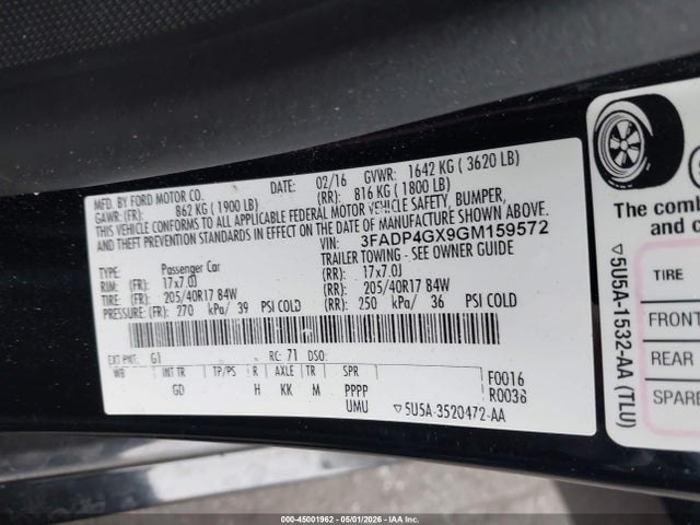 Ford FIESTA ST 2016 3FADP4GX9GM159572 Image 9