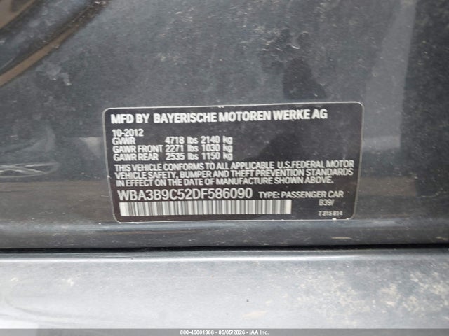 2013 Bmw 335i Xdrive მანქანა იყიდება აუქციონზე, vin: WBA3B9C52DF586090, აუქციონის ნომერი: 45001968