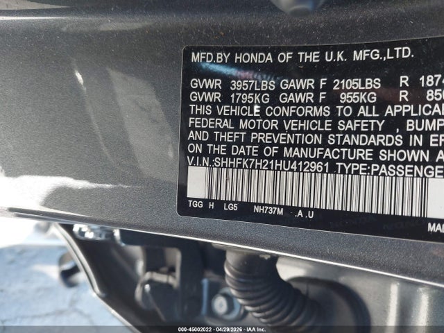 Honda Civic Lx 2017 SHHFK7H21HU412961 Image 9