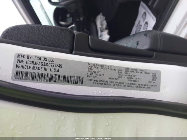 Aukcja sprzedaży 2021 Jeep Grand Cherokee Laredo X 4x4, vin: 1C4RJFAG3MC729245, numer aukcji: 45002091