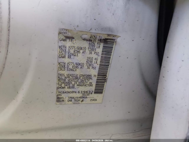 Nissan Armada Sl 2015 5N1BA0ND6FN619632 Image 9
