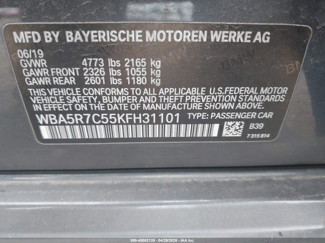 Продажа на аукционе авто 2019 Bmw 330i Xdrive, vin: WBA5R7C55KFH31101, номер лота: 45002139