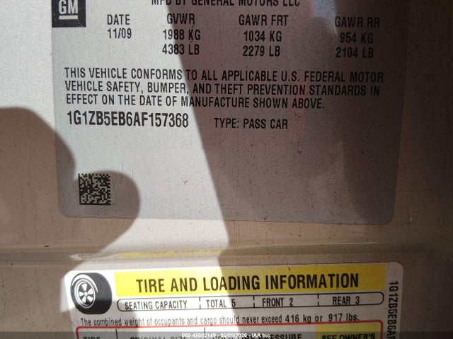 45002149 :رقم المزاد ، 1G1ZB5EB6AF157368 vin ، 2010 Chevrolet Malibu Ls مزاد بيع