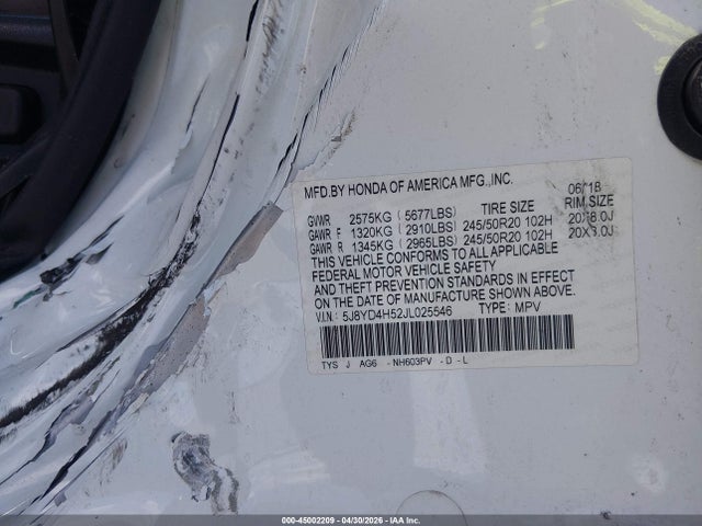 Продажа на аукционе авто 2018 Acura Mdx Technology Package   Acurawatch Plus Pkg, vin: 5J8YD4H52JL025546, номер лота: 45002209