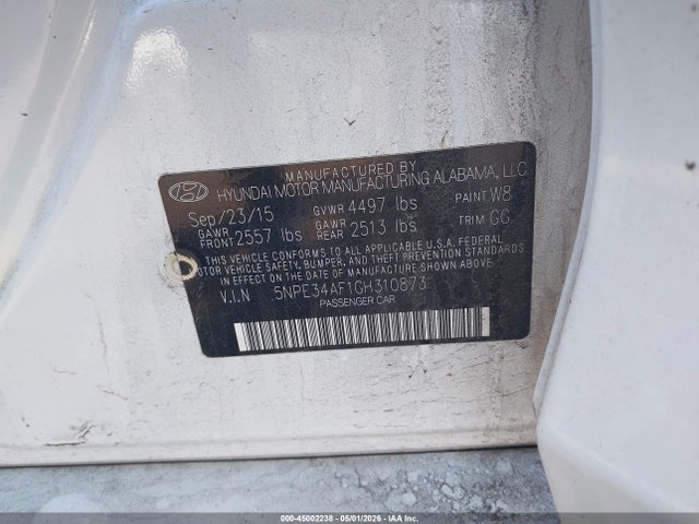 5NPE34AF1GH310873 Hyundai Sonata Limited