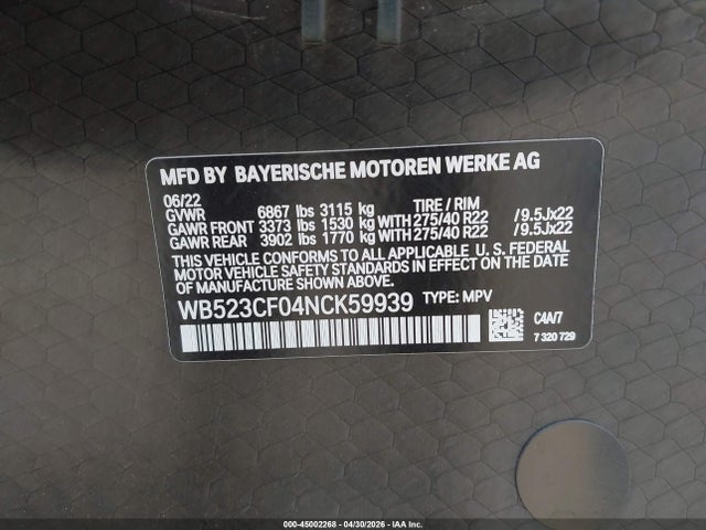BMW Ix Xdrive50 2022 WB523CF04NCK59939 Image 9
