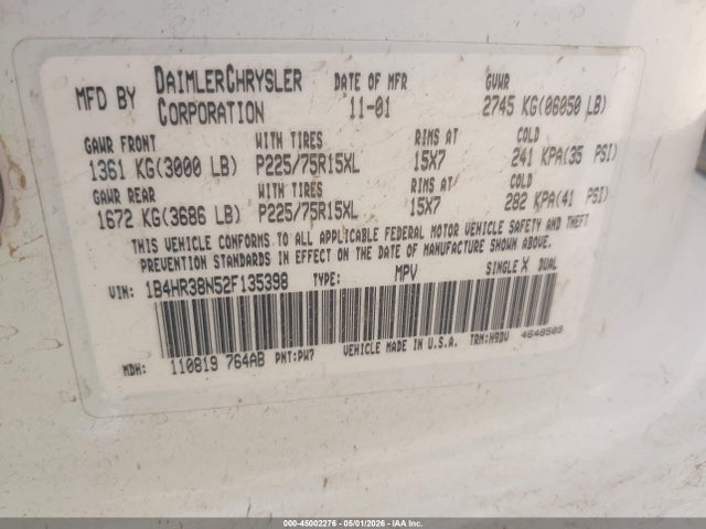 Продаж на аукціоні авто 2002 Dodge Durango Sport, vin: 1B4HR38N52F135398, номер лоту: 45002276