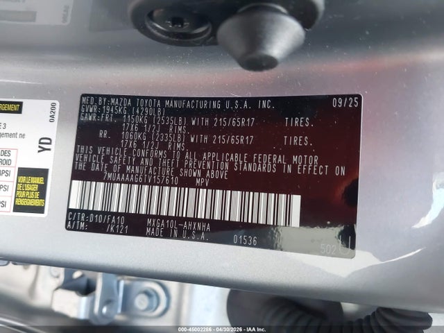 Продаж на аукціоні авто 2026 Toyota Corolla Cross L, vin: 7MUAAAAG6TV157610, номер лоту: 45002286