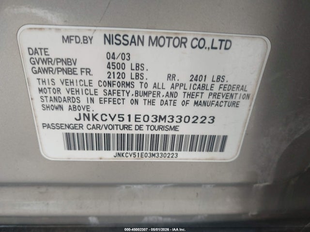 Продажа на аукционе авто 2003 Infiniti G35 Luxury Leather, vin: JNKCV51E03M330223, номер лота: 45002307