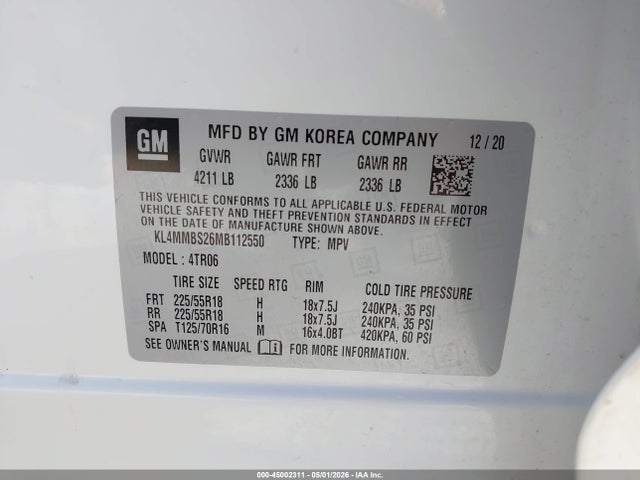 Aukcja sprzedaży 2021 Buick Encore Gx Fwd Preferred, vin: KL4MMBS26MB112550, numer aukcji: 45002311