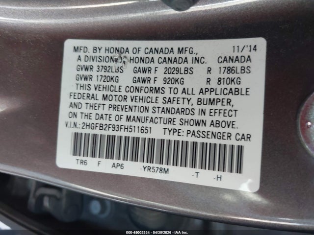 Honda Civic Ex-l 2015 2HGFB2F93FH511651 Image 9