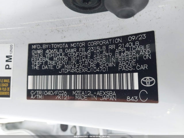 Toyota COROLLA SE 2024 JTDP4MCEXRJ104701 Image 9