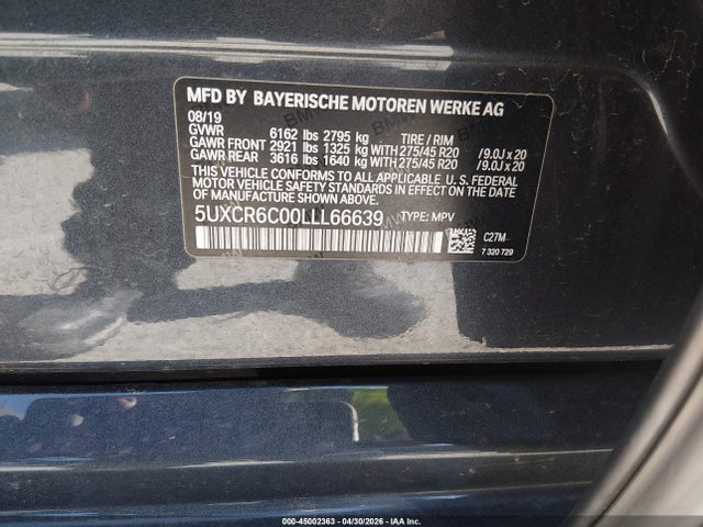 2020 Bmw X5 Xdrive40i მანქანა იყიდება აუქციონზე, vin: 5UXCR6C00LLL66639, აუქციონის ნომერი: 45002363
