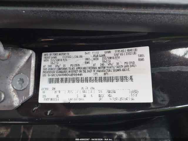 Aukcja sprzedaży 2013 Ford Escape Sel, vin: 1FMCU9H98DUB99446, numer aukcji: 45002387