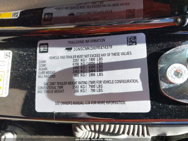 2023 Chevrolet Tahoe 2wd Ls მანქანა იყიდება აუქციონზე, vin: 1GNSCMKDXPR474378, აუქციონის ნომერი: 45002390