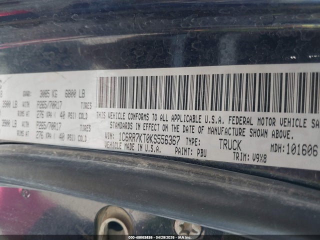 Продаж на аукціоні авто 2019 Ram 1500 Classic Tradesman  4x4 5'7 Box, vin: 1C6RR7KT0KS556367, номер лоту: 45002426