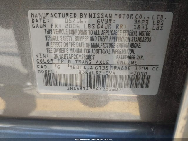 Nissan SENTRA SV 2016 3N1AB7AP2GY285807 Image 9