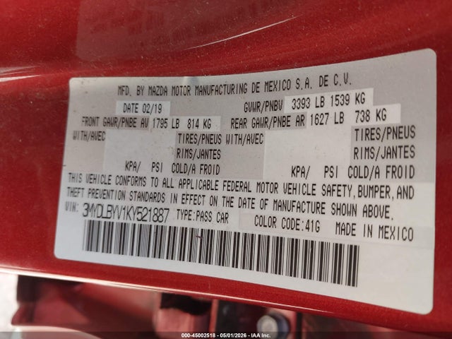 Aukcja sprzedaży 2019 Toyota Yaris L, vin: 3MYDLBYV1KY521887, numer aukcji: 45002518