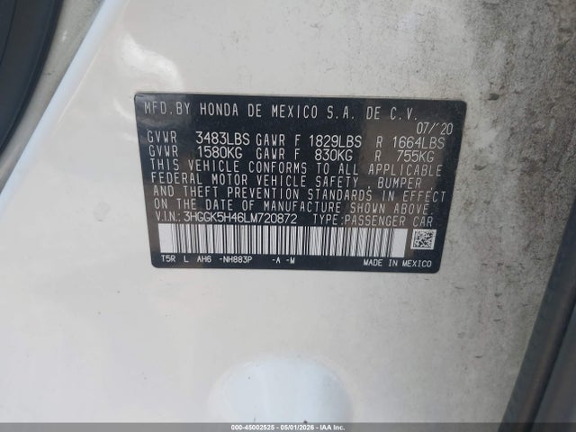 3HGGK5H46LM720872 Honda FIT LX