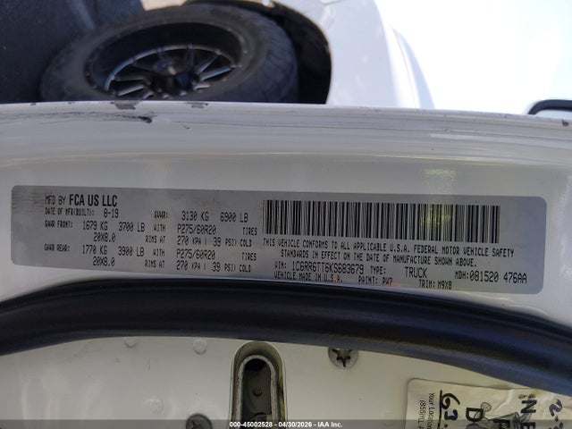Продаж на аукціоні авто 2019 Ram 1500 Classic, vin: 1C6RR6TT6KS683679, номер лоту: 45002528