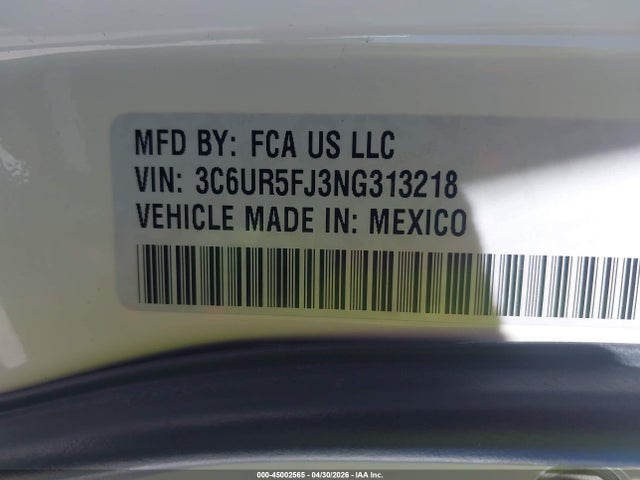 Продаж на аукціоні авто 2022 Ram 2500 Laramie  4x4 6'4 Box, vin: 3C6UR5FJ3NG313218, номер лоту: 45002565