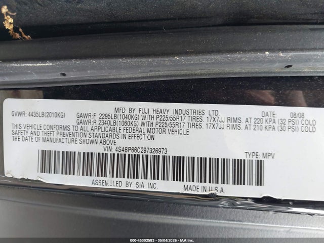 Aukcja sprzedaży 2009 Subaru Outback 2.5i Limited, vin: 4S4BP66C297326973, numer aukcji: 45002583