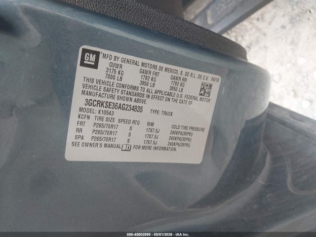 2010 Chevrolet Silverado 1500 Lt მანქანა იყიდება აუქციონზე, vin: 3GCRKSE36AG234835, აუქციონის ნომერი: 45002590