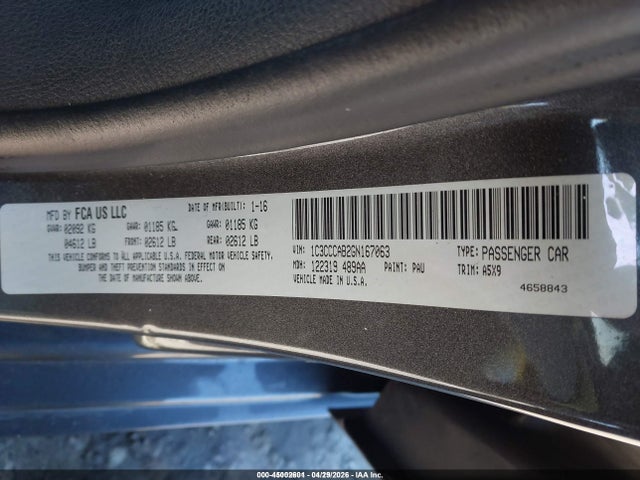 Aukcja sprzedaży 2016 Chrysler 200 Limited, vin: 1C3CCCAB2GN167063, numer aukcji: 45002601
