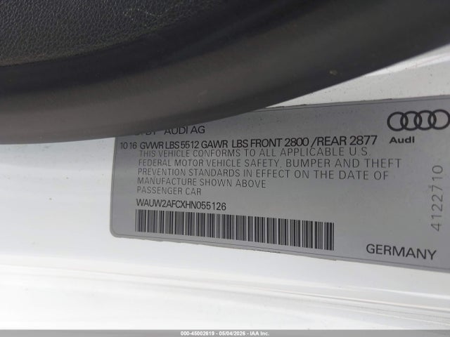 Продаж на аукціоні авто 2017 Audi A7 3.0t Premium Plus, vin: WAUW2AFCXHN055126, номер лоту: 45002619