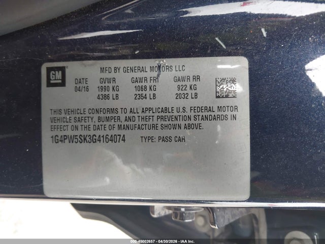 Продаж на аукціоні авто 2016 Buick Verano Sport Touring Group, vin: 1G4PW5SK3G4164074, номер лоту: 45002657