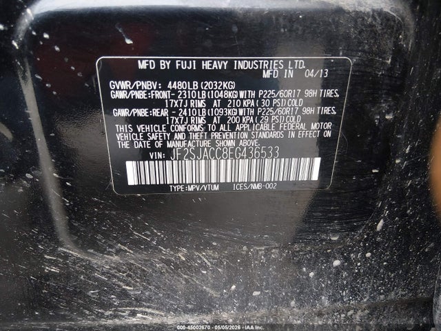 Продаж на аукціоні авто 2014 Subaru Forester 2.5i Premium, vin: JF2SJACC8EG436533, номер лоту: 45002670