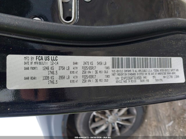 Aukcja sprzedaży 2015 Dodge Journey Sxt, vin: 3C4PDCBG0FT610569, numer aukcji: 45002672