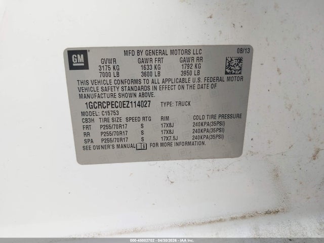1GCRCPEC0EZ114027 Chevrolet Silverado 1500 Work Truck 2wt