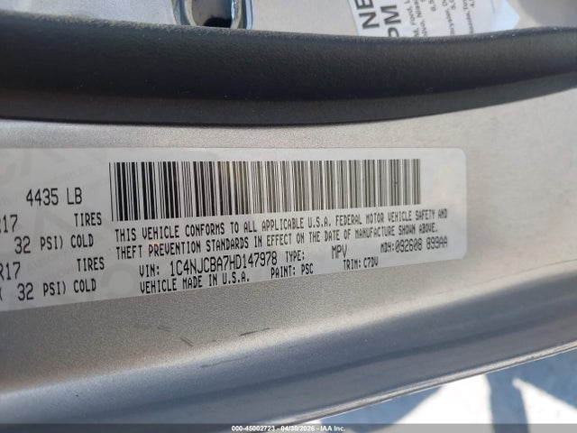 1C4NJCBA7HD147978 Jeep Compass Sport Fwd