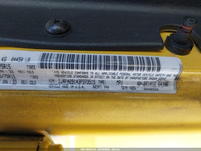 Продаж на аукціоні авто 2003 Jeep Wrangler Se, vin: 1J4FA29143P373515, номер лоту: 45002724